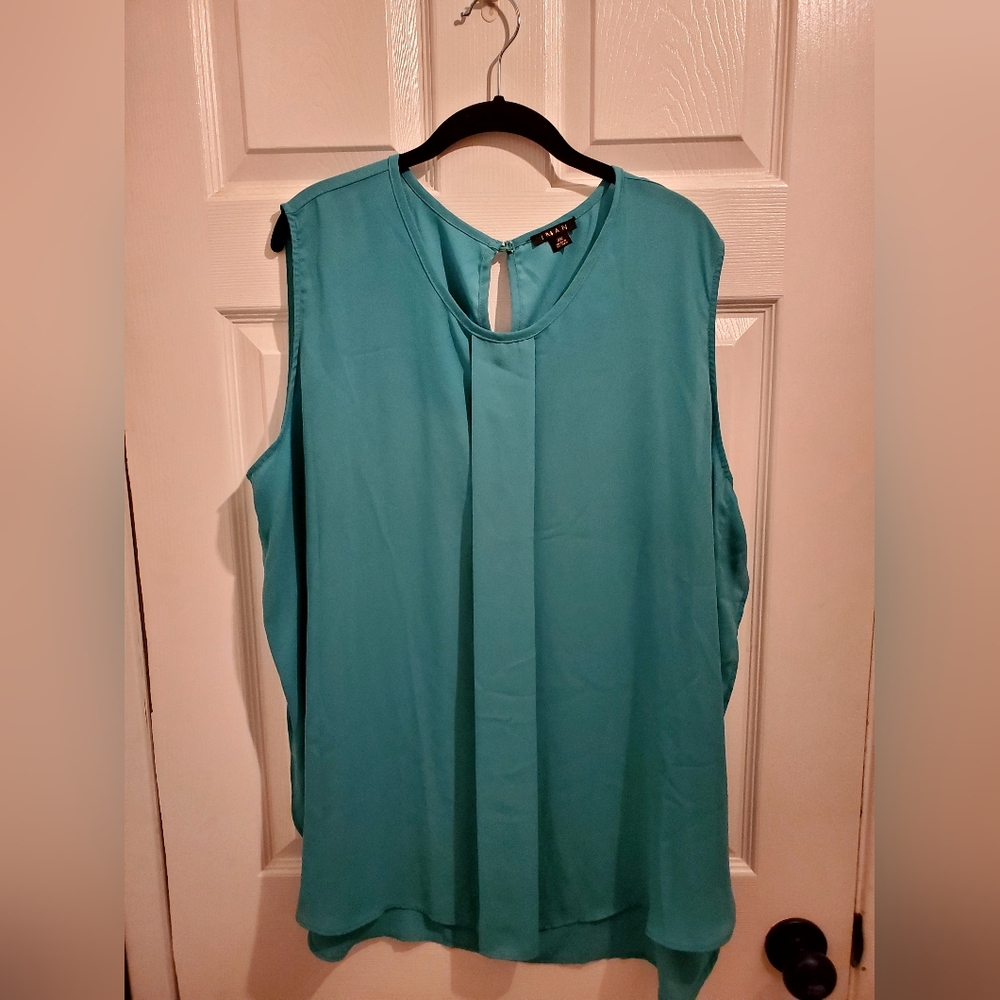 IMAN sleeveless teal blouse. Size 2X like new condition!